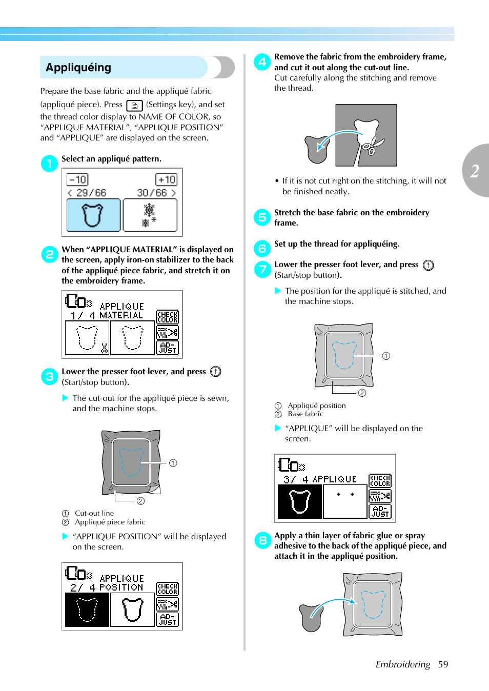 Appliquéing | Brother DZ820E User Manual | Page 61 / 88
