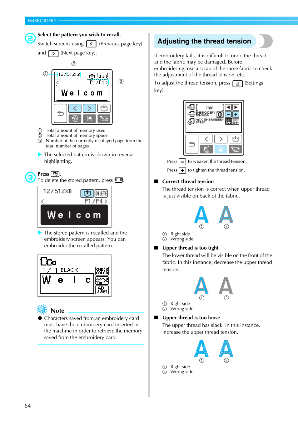 Adjusting the thread tension | Brother DZ820E User Manual | Page 66 / 88