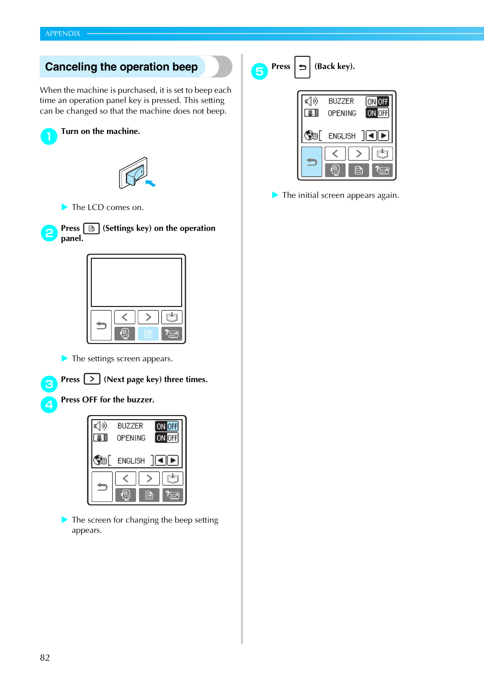 Canceling the operation beep | Brother DZ820E User Manual | Page 84 / 88