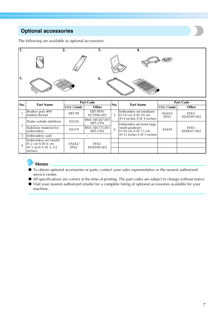 Optional accessories | Brother DZ820E User Manual | Page 9 / 88