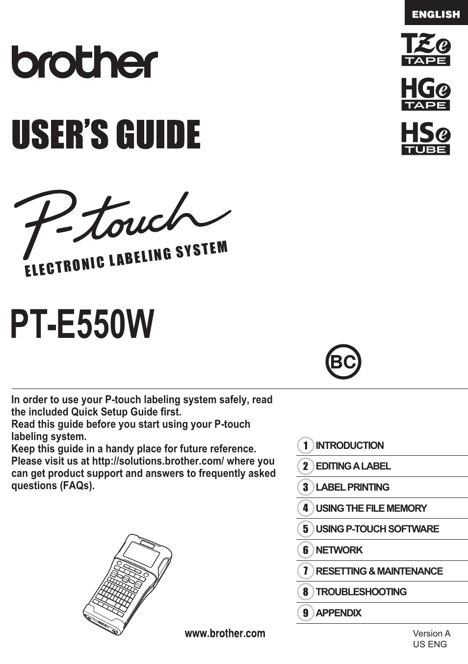 Brother PT-E550W User Manual | 66 pages