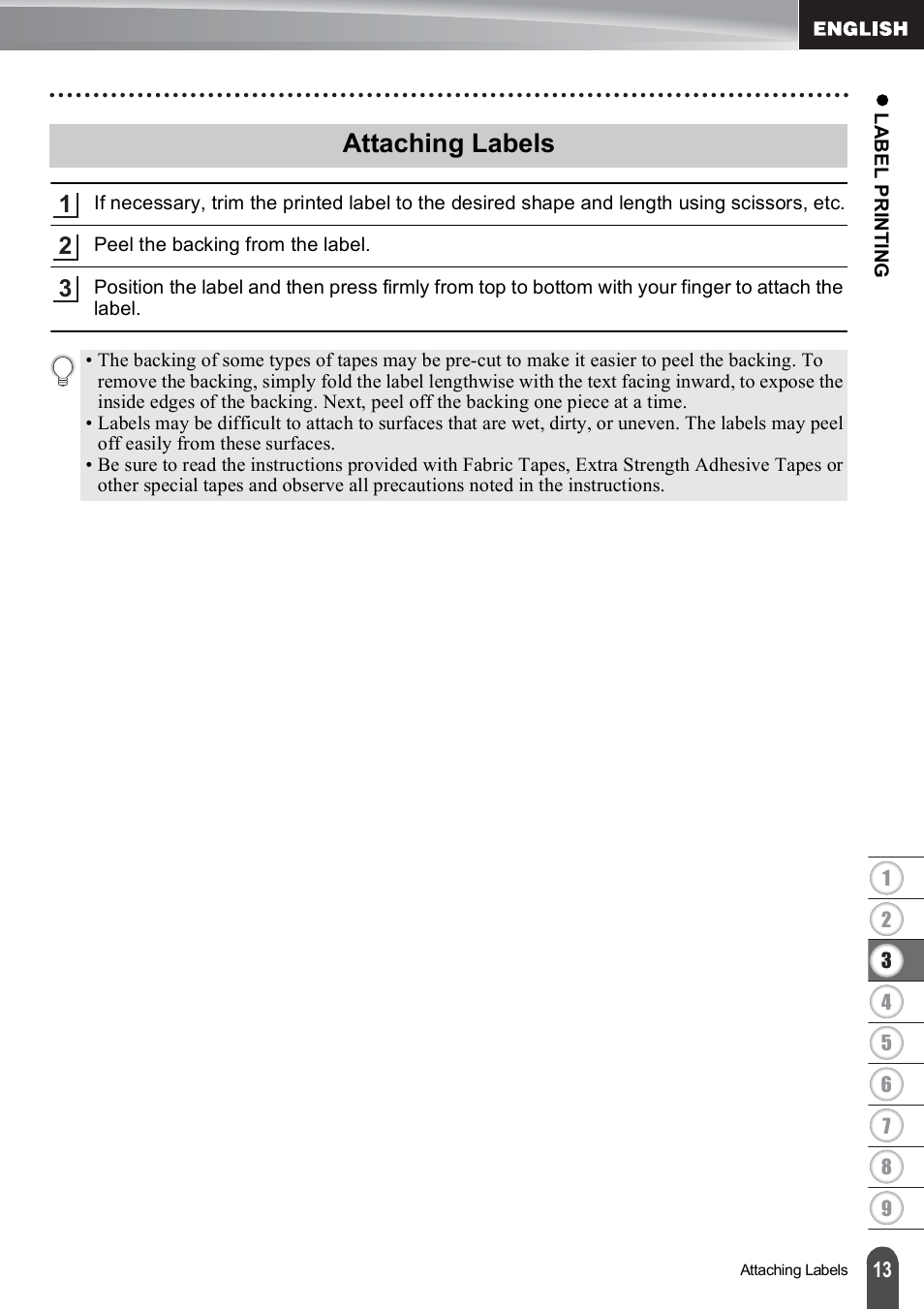 Attaching labels | Brother PT-E550W User Manual | Page 14 / 66