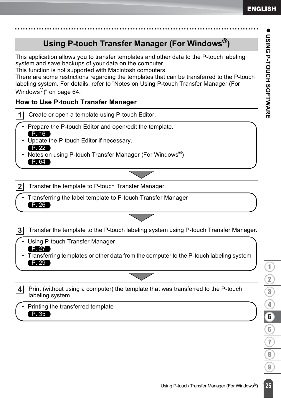 Using p-touch transfer manager (for windows®), How to use p-touch transfer manager, Using p-touch transfer manager (for windows | Brother PT-E550W User Manual | Page 26 / 66