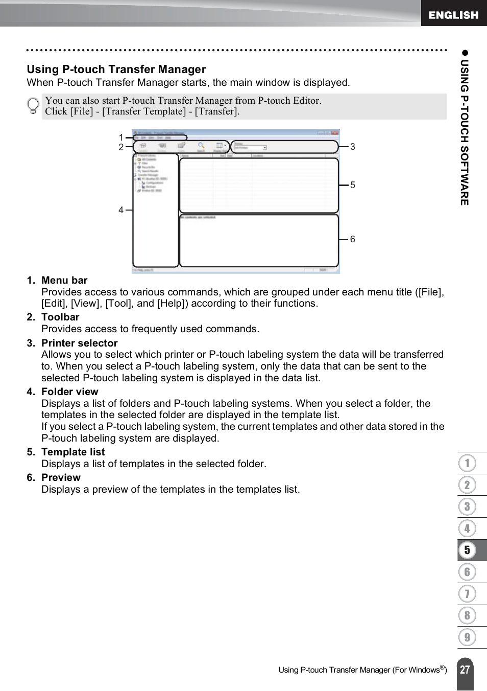 Using p-touch transfer manager, P. 27 | Brother PT-E550W User Manual | Page 28 / 66