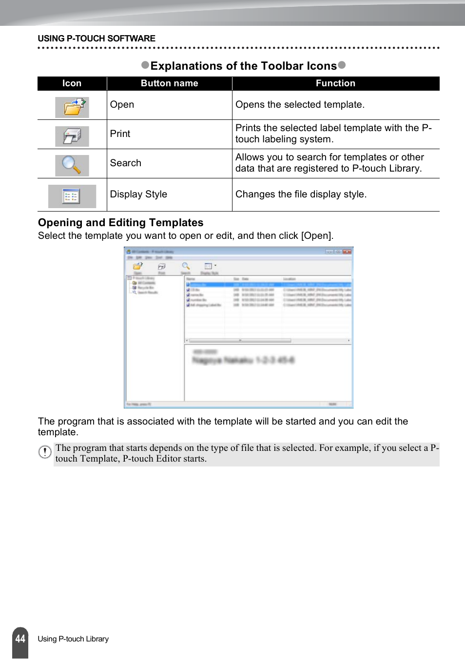 Opening and editing templates | Brother PT-E550W User Manual | Page 45 / 66