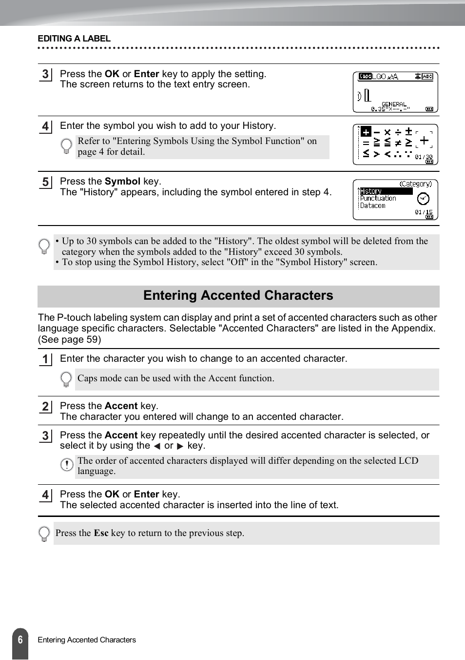 Entering accented characters | Brother PT-E550W User Manual | Page 7 / 66