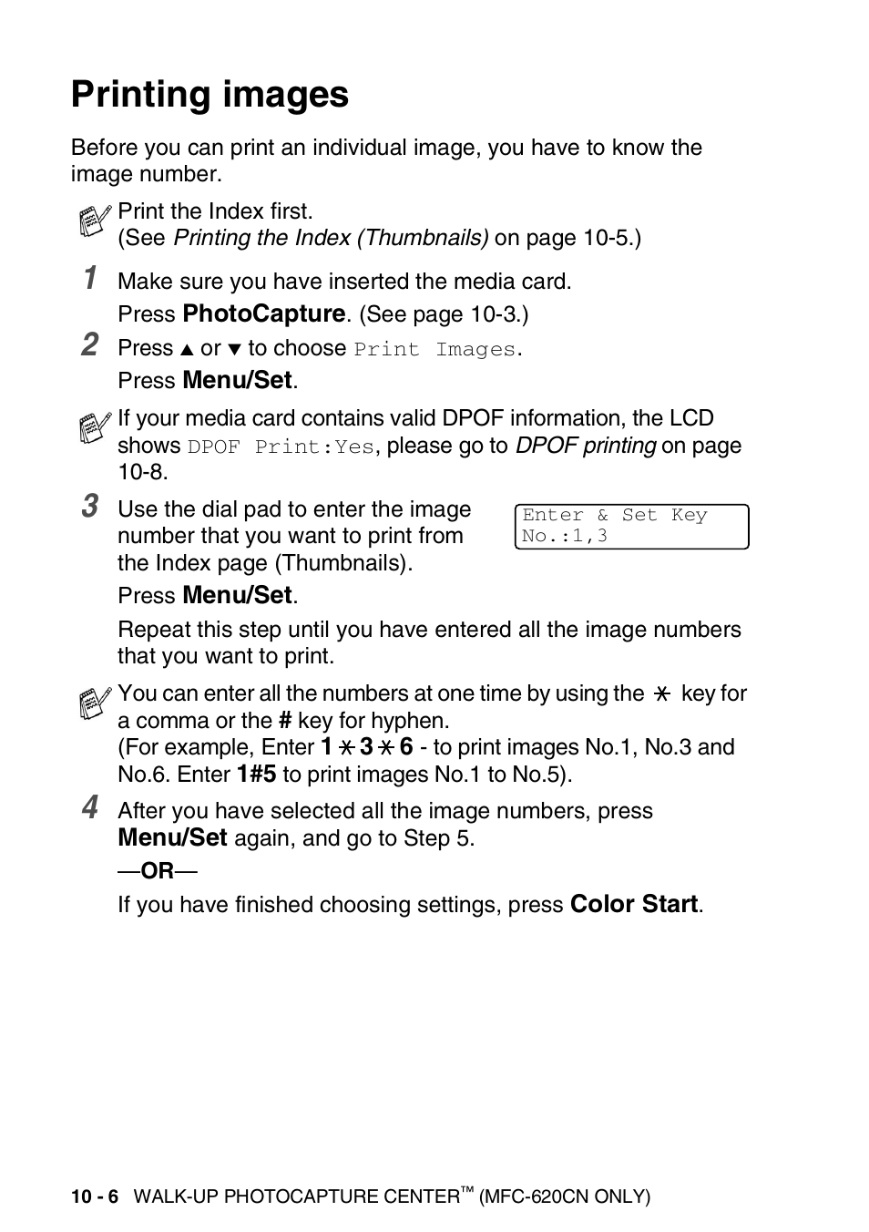 Printing images, Printing images -6 | Brother FAX-2440C User Manual | Page 129 / 230