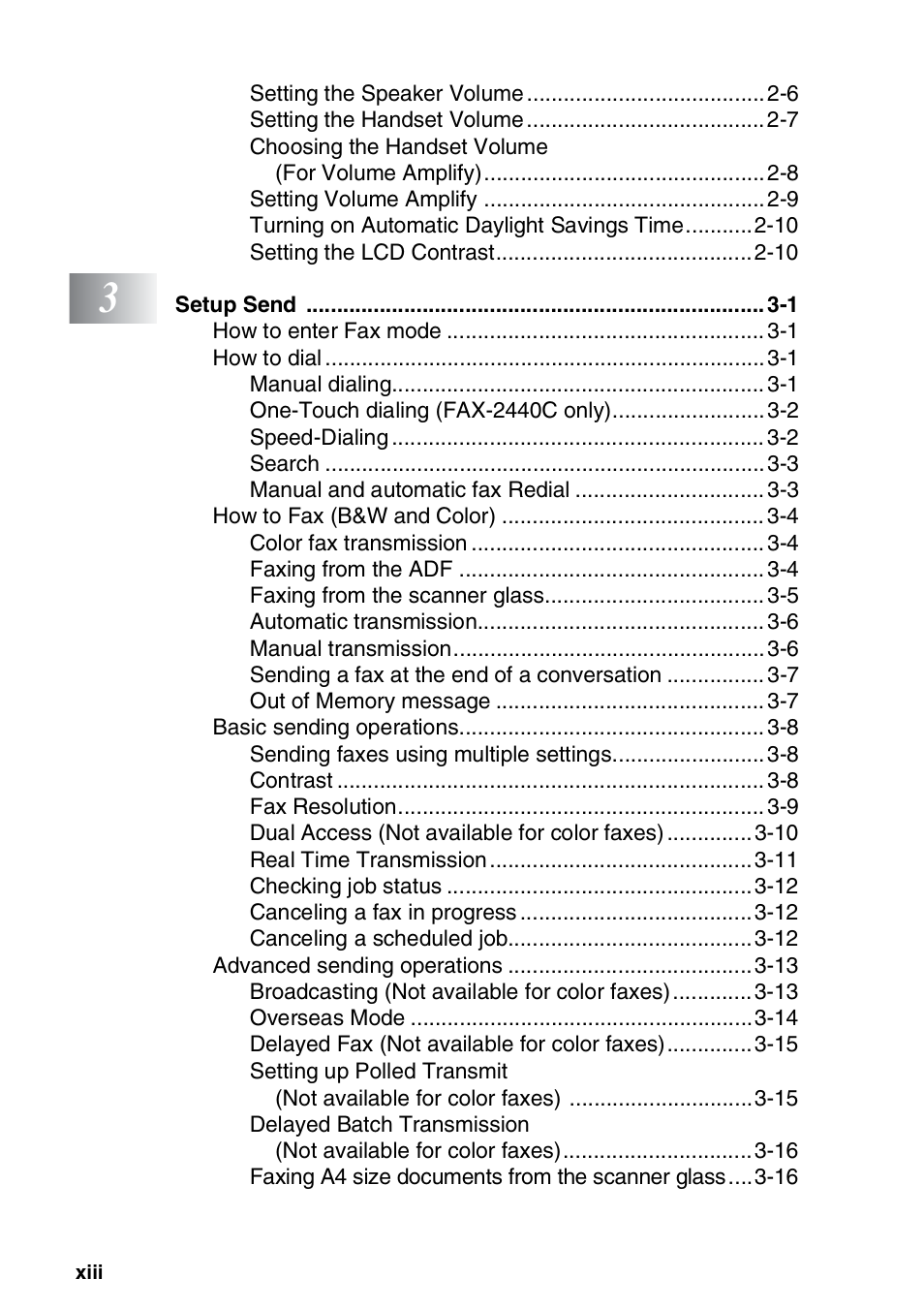 Brother FAX-2440C User Manual | Page 15 / 230