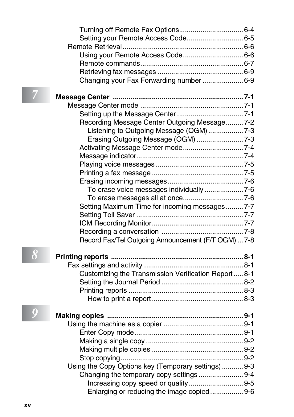 Brother FAX-2440C User Manual | Page 17 / 230