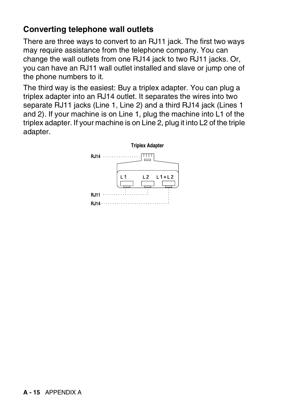 Converting telephone wall outlets | Brother FAX-2440C User Manual | Page 187 / 230
