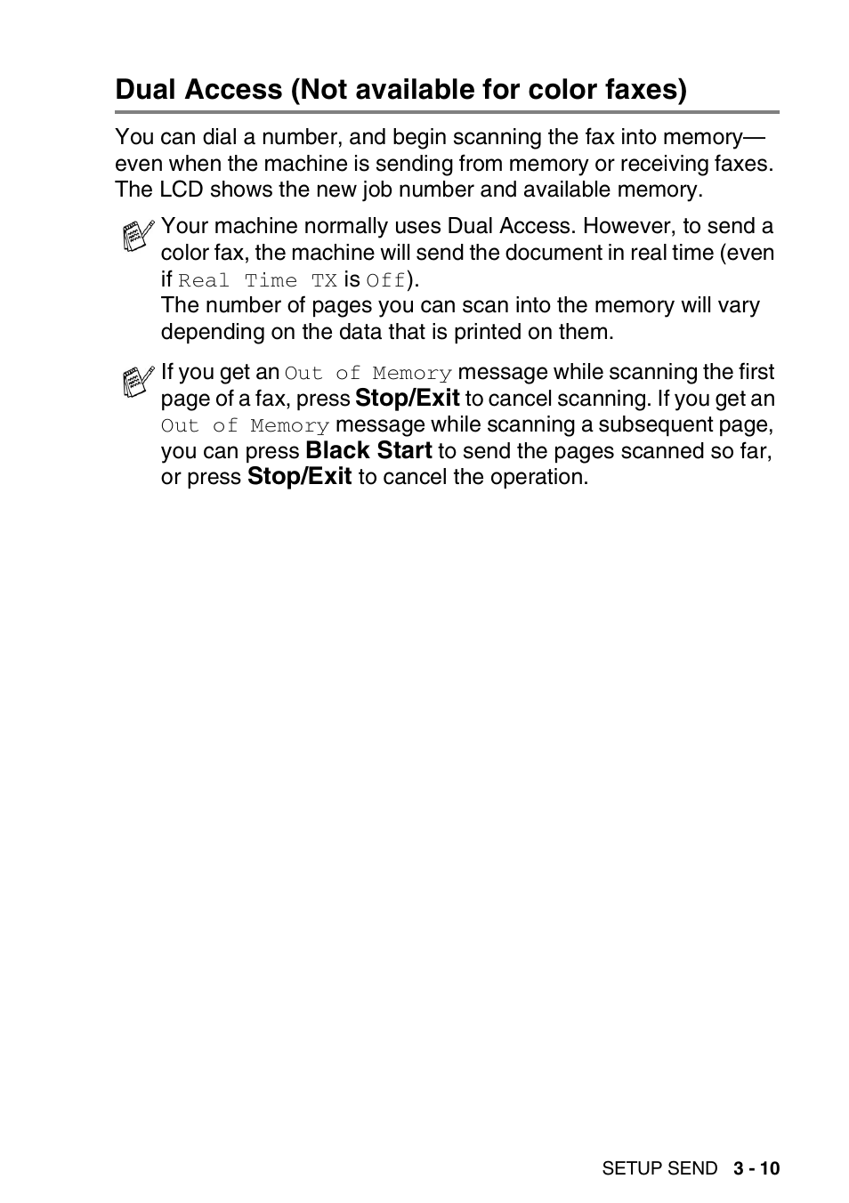Dual access (not available for color faxes), Dual access (not available for color faxes) -10 | Brother FAX-2440C User Manual | Page 62 / 230