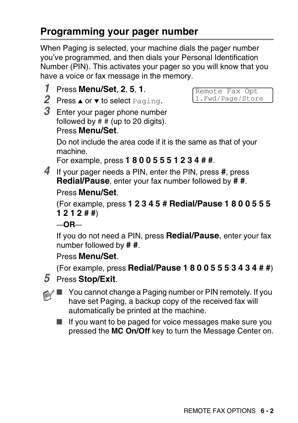 Programming your pager number | Brother FAX-2440C User Manual | Page 90 / 230
