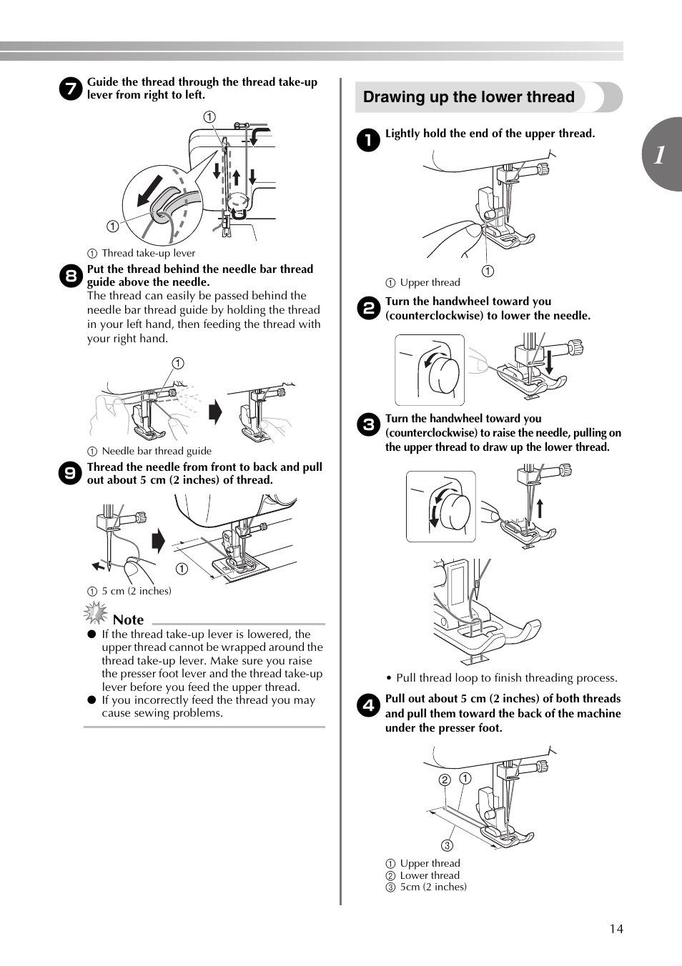 Drawing up the lower thread | Brother VX3240 User Manual | Page 15 / 96