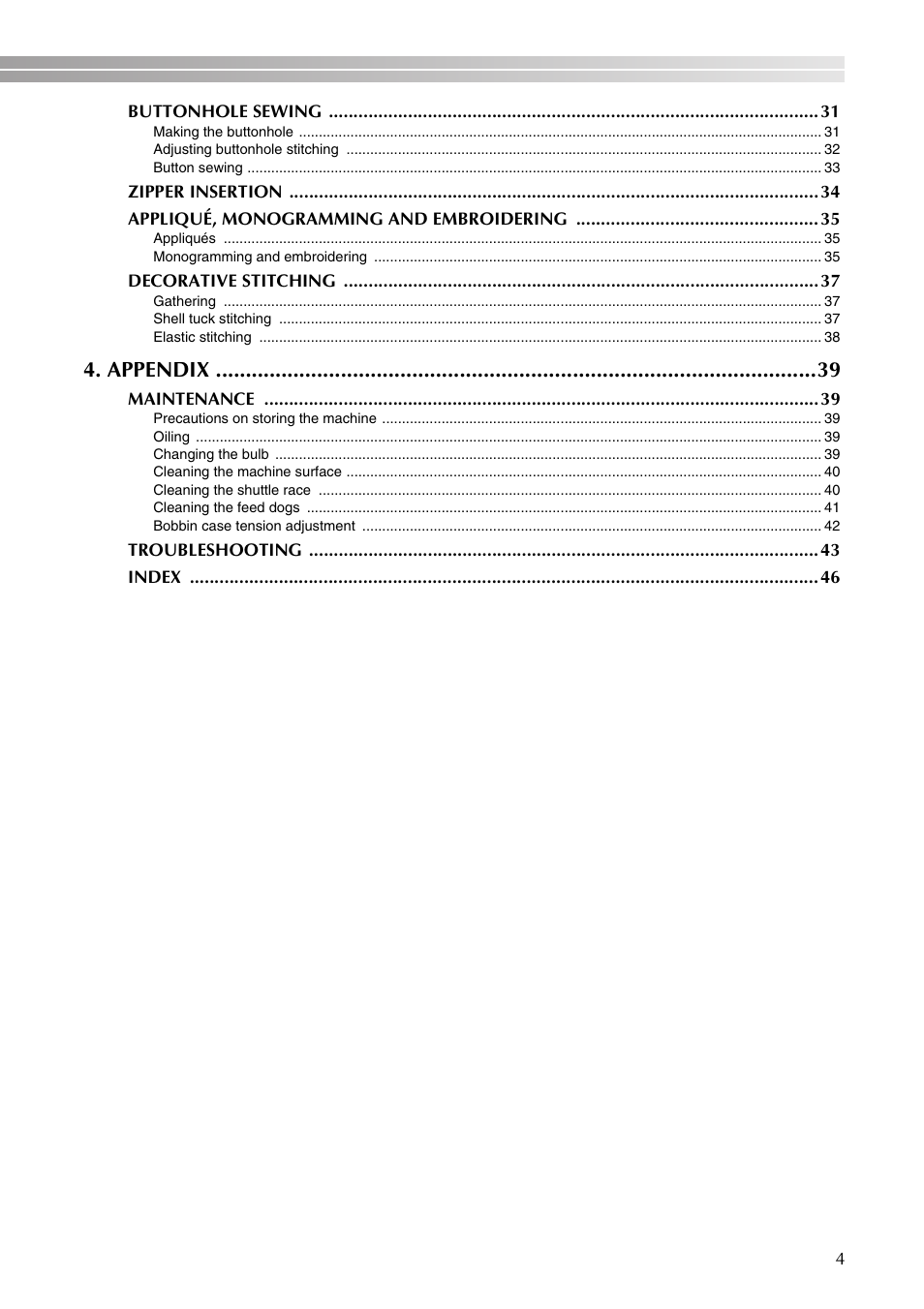 Appendix | Brother VX3240 User Manual | Page 5 / 96
