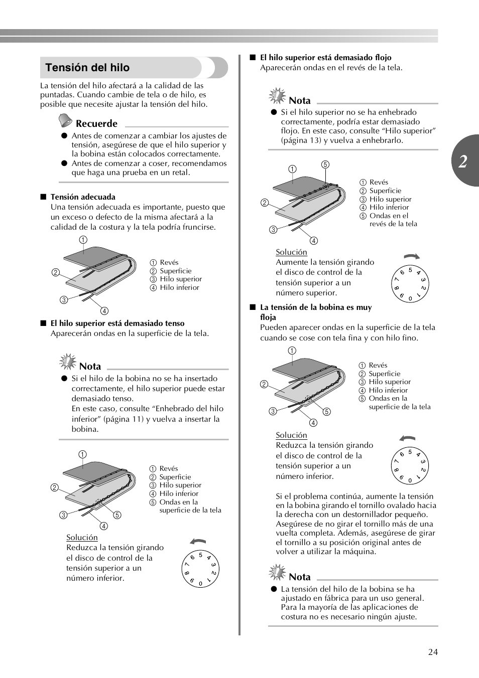 Tensión del hilo | Brother VX3240 User Manual | Page 73 / 96