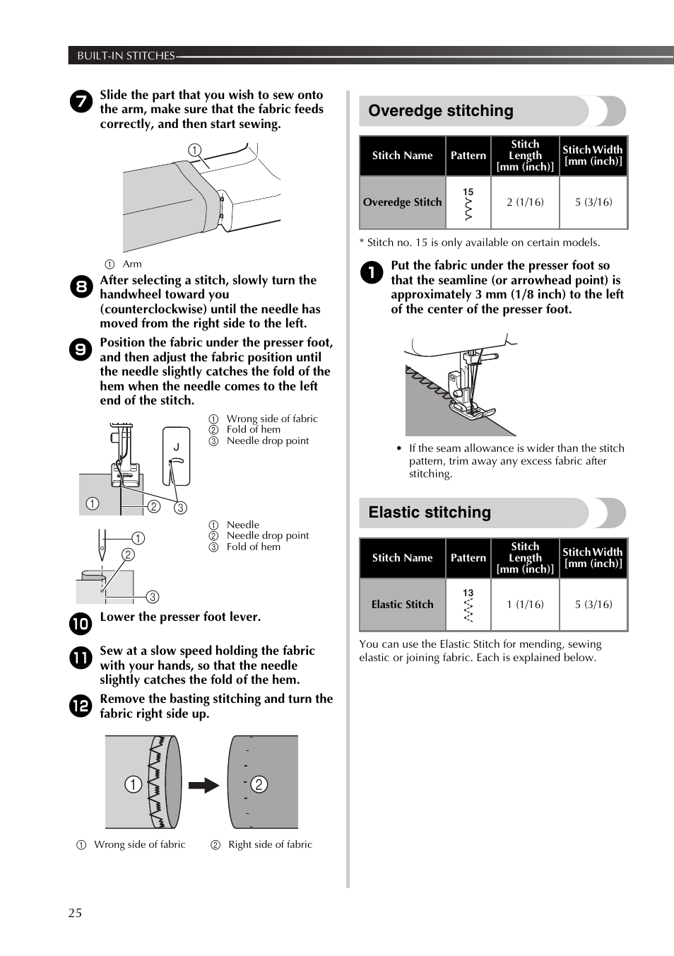 Overedge stitching, Elastic stitching | Brother JX2517 User Manual | Page 26 / 80