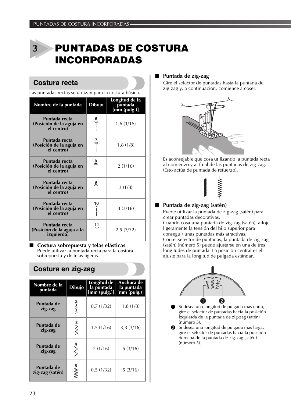 3puntadas de costura incorporadas, Costura recta, Costura en zig-zag | Brother JX2517 User Manual | Page 64 / 80