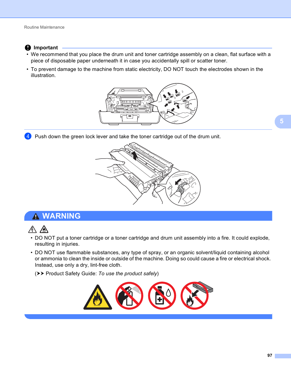 Warning | Brother HL-5440D User Manual | Page 103 / 168