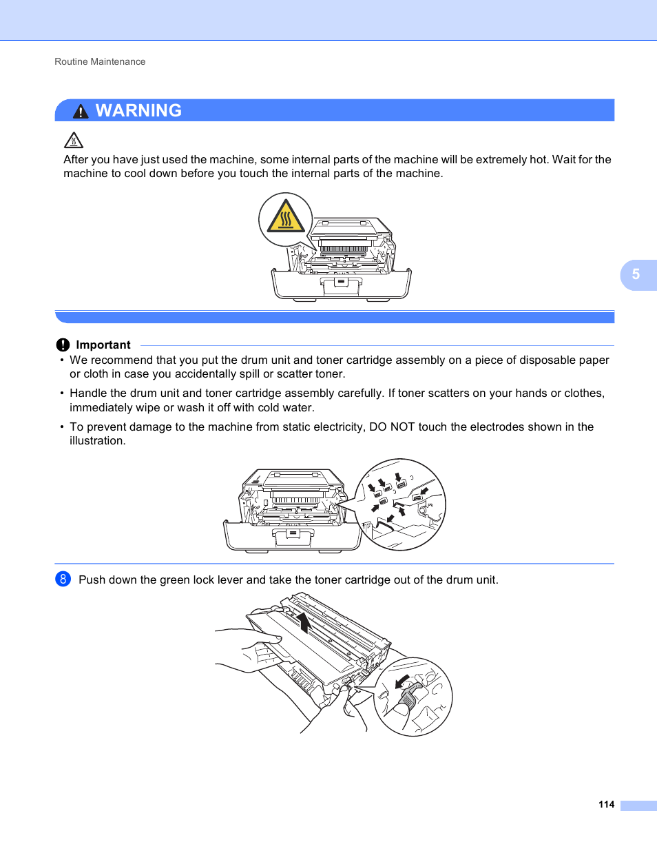 Warning | Brother HL-5440D User Manual | Page 120 / 168