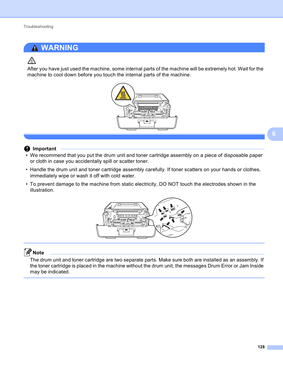 Warning | Brother HL-5440D User Manual | Page 134 / 168