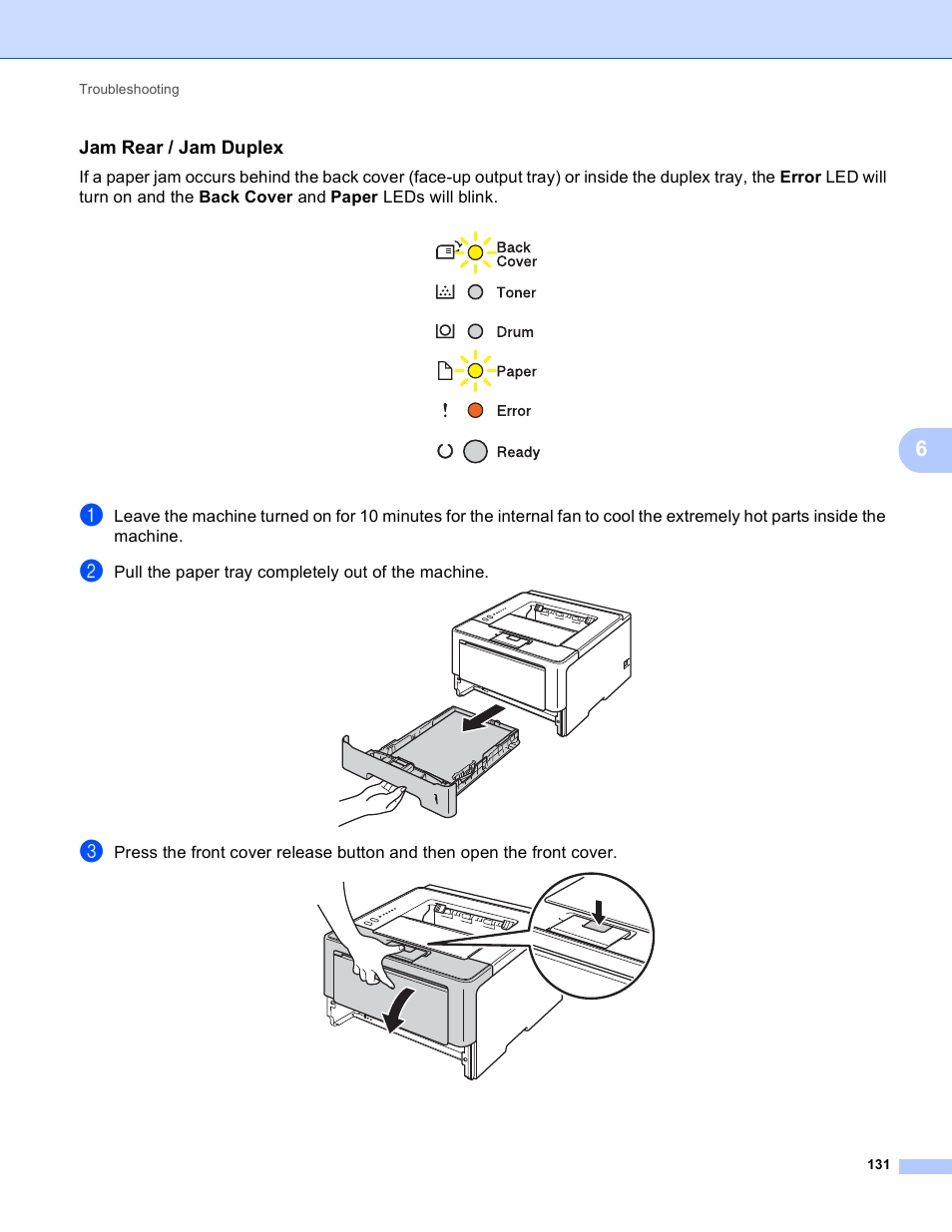Jam rear / jam duplex, Jam rear / jam duplex uu | Brother HL-5440D User Manual | Page 137 / 168
