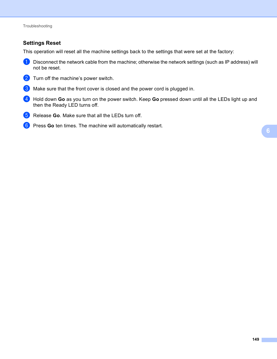 Settings reset | Brother HL-5440D User Manual | Page 155 / 168