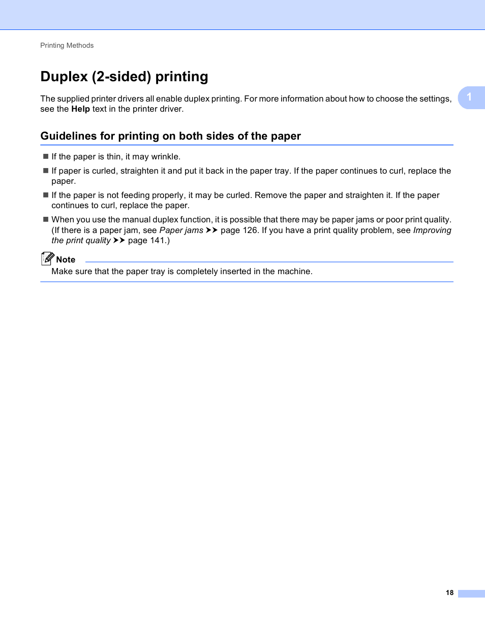 Duplex (2-sided) printing, Guidelines for printing on both sides of the paper | Brother HL-5440D User Manual | Page 24 / 168