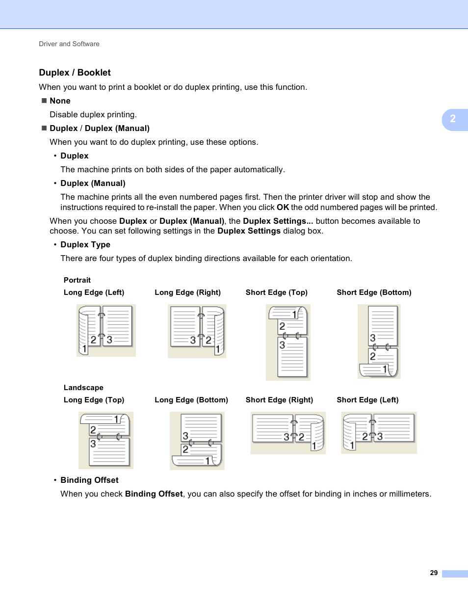 Duplex / booklet | Brother HL-5440D User Manual | Page 35 / 168