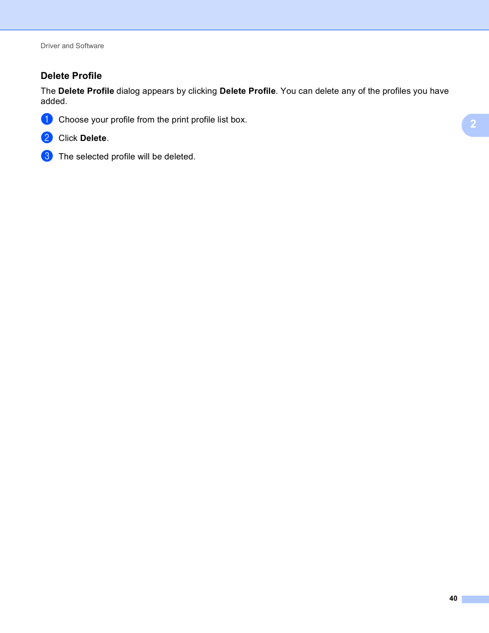 Delete profile | Brother HL-5440D User Manual | Page 46 / 168