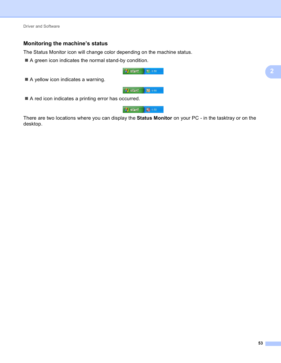 Monitoring the machine’s status | Brother HL-5440D User Manual | Page 59 / 168