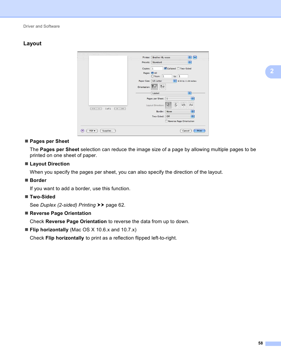 Layout | Brother HL-5440D User Manual | Page 64 / 168