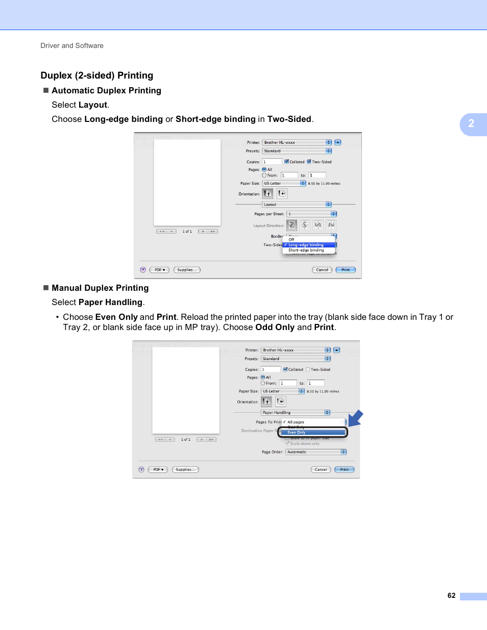 Duplex (2-sided) printing | Brother HL-5440D User Manual | Page 68 / 168