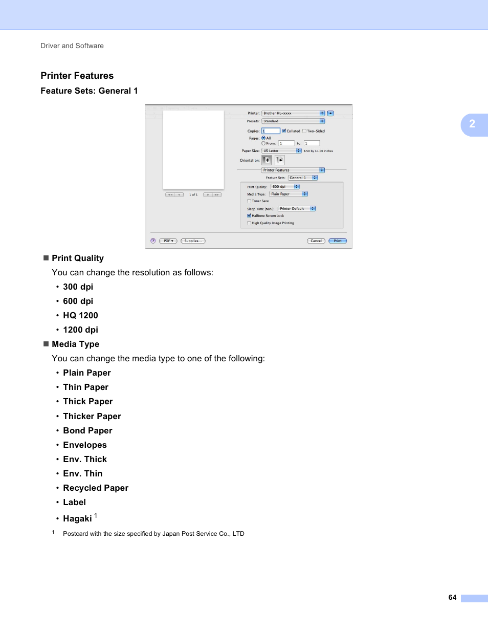 Printer features | Brother HL-5440D User Manual | Page 70 / 168