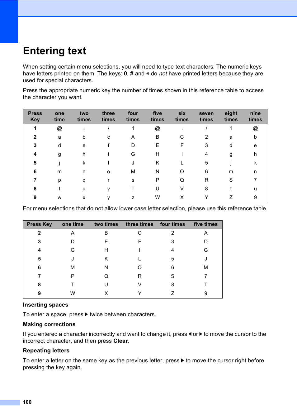 Entering text | Brother DCP-8110DN User Manual | Page 110 / 127