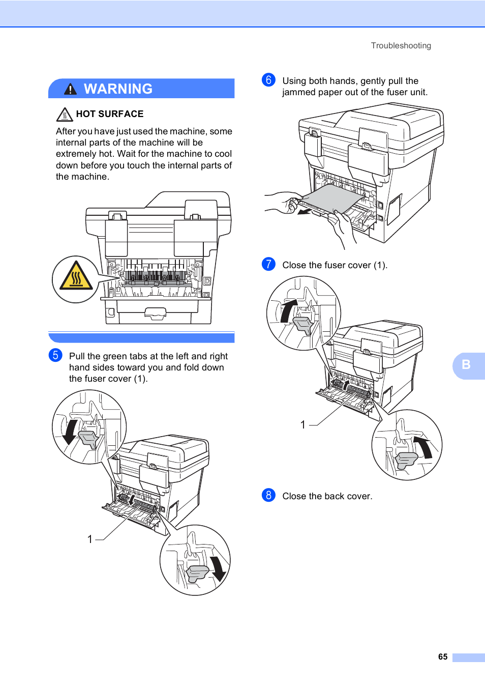 Warning | Brother DCP-8110DN User Manual | Page 75 / 127