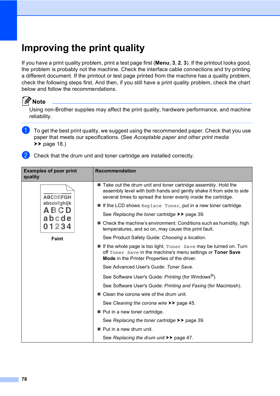 Improving the print quality | Brother DCP-8110DN User Manual | Page 88 / 127