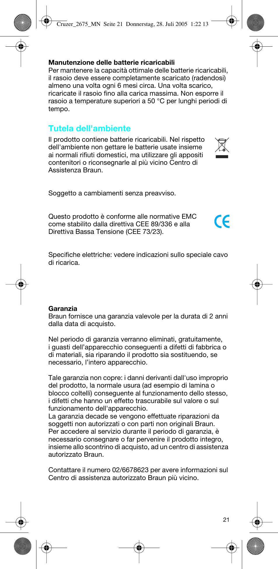 Tutela dell'ambiente | Braun 2675 Cruzer User Manual | Page 21 / 47