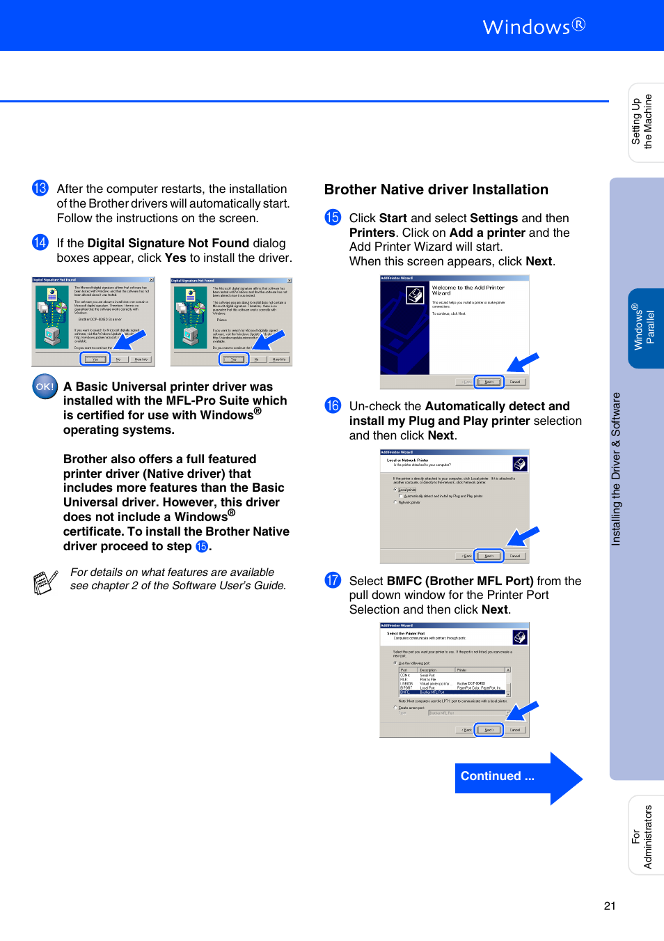 Brother native driver installation | Brother DCP-8045D User Manual | Page 24 / 48