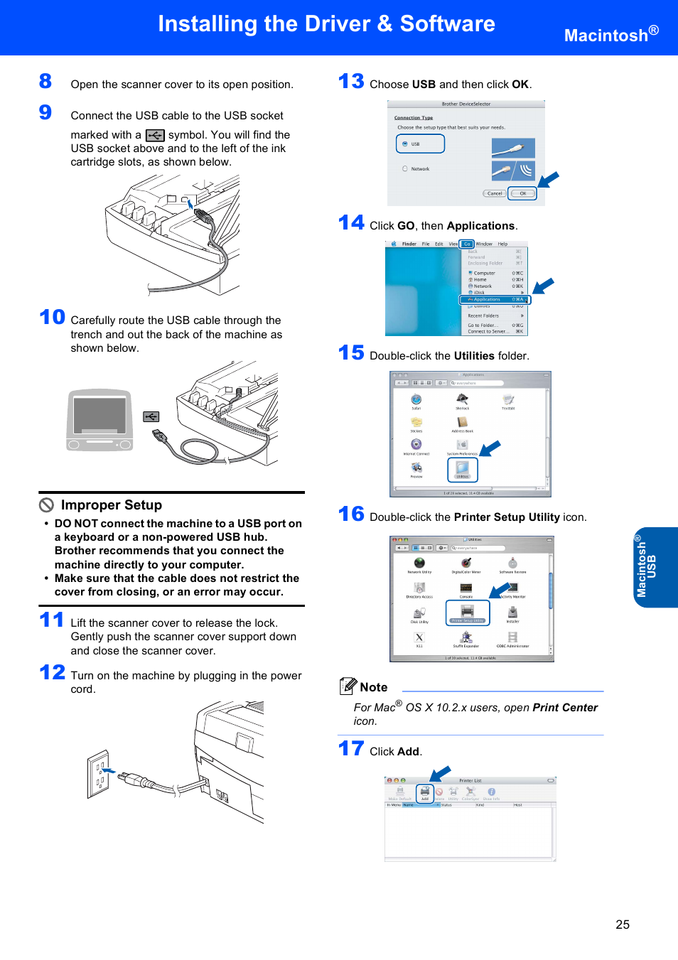 Installing the driver & software, Macintosh | Brother MFC-640CW User Manual | Page 27 / 45