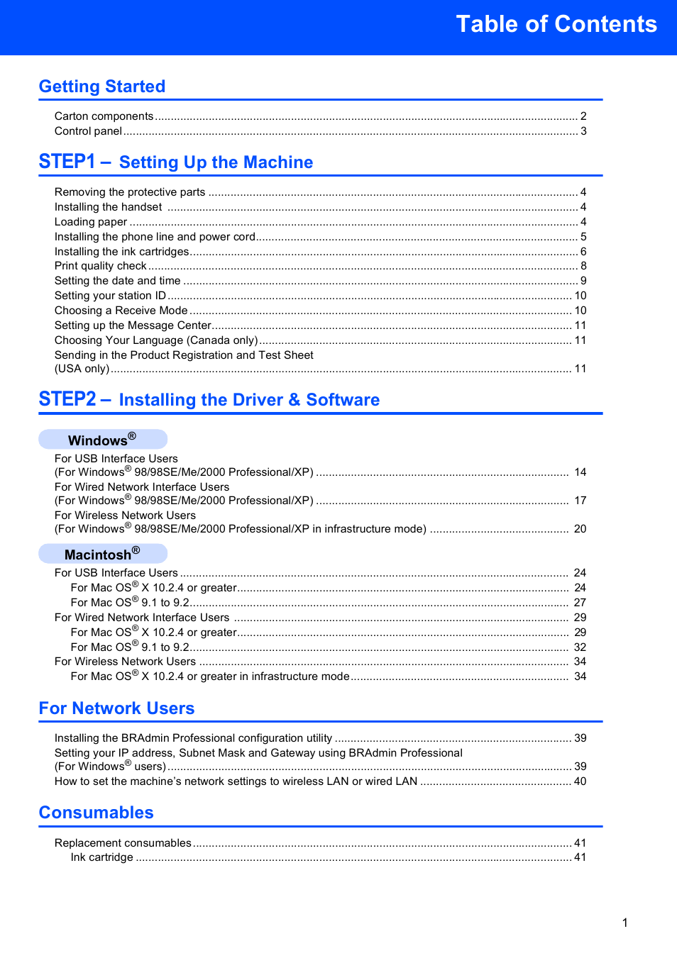 Brother MFC-640CW User Manual | Page 3 / 45