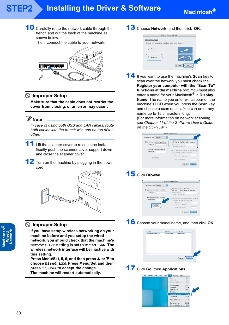 Step2, Installing the driver & software, Macintosh | Brother MFC-640CW User Manual | Page 32 / 45