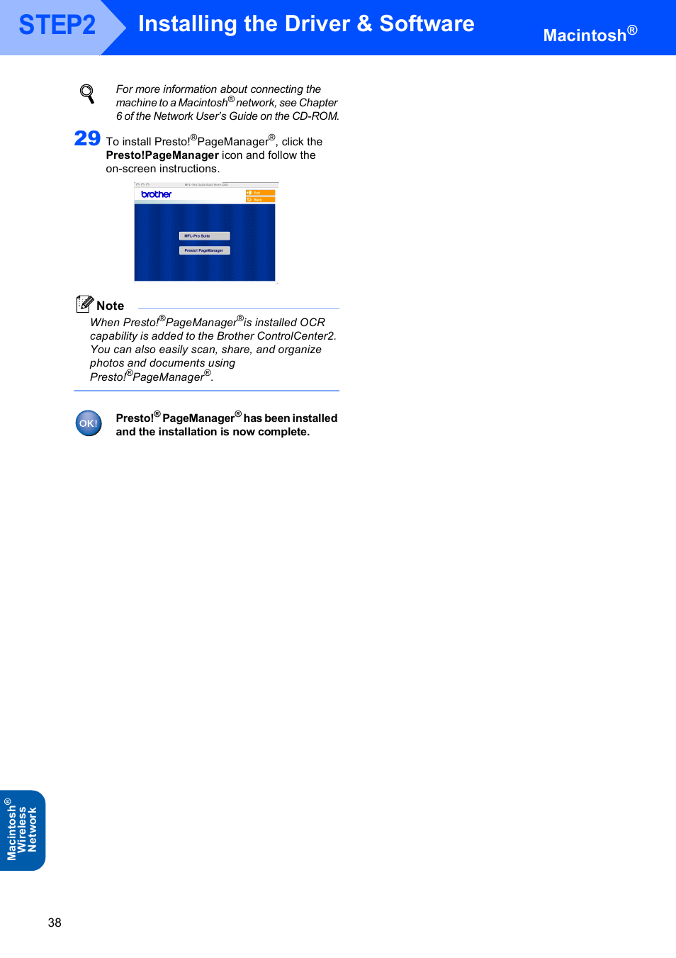 Step2, Installing the driver & software, Macintosh | Brother MFC-640CW User Manual | Page 40 / 45