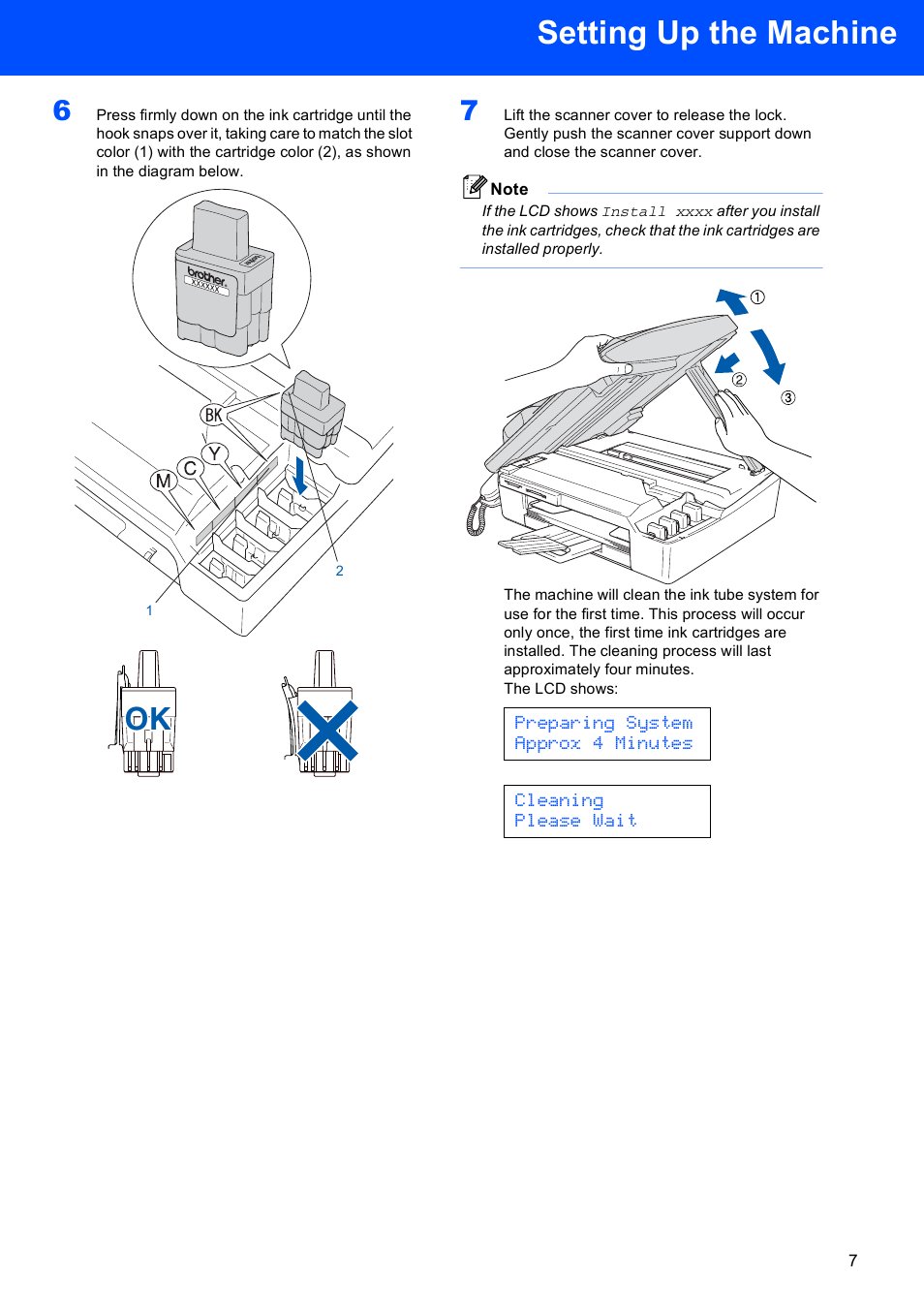 Setting up the machine | Brother MFC-640CW User Manual | Page 9 / 45