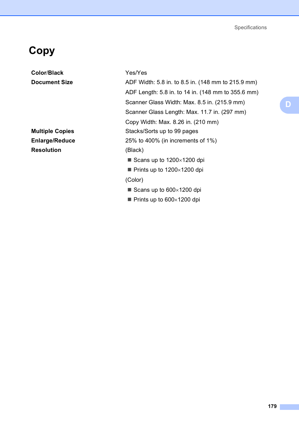 Copy | Brother MFC-490CW User Manual | Page 195 / 216