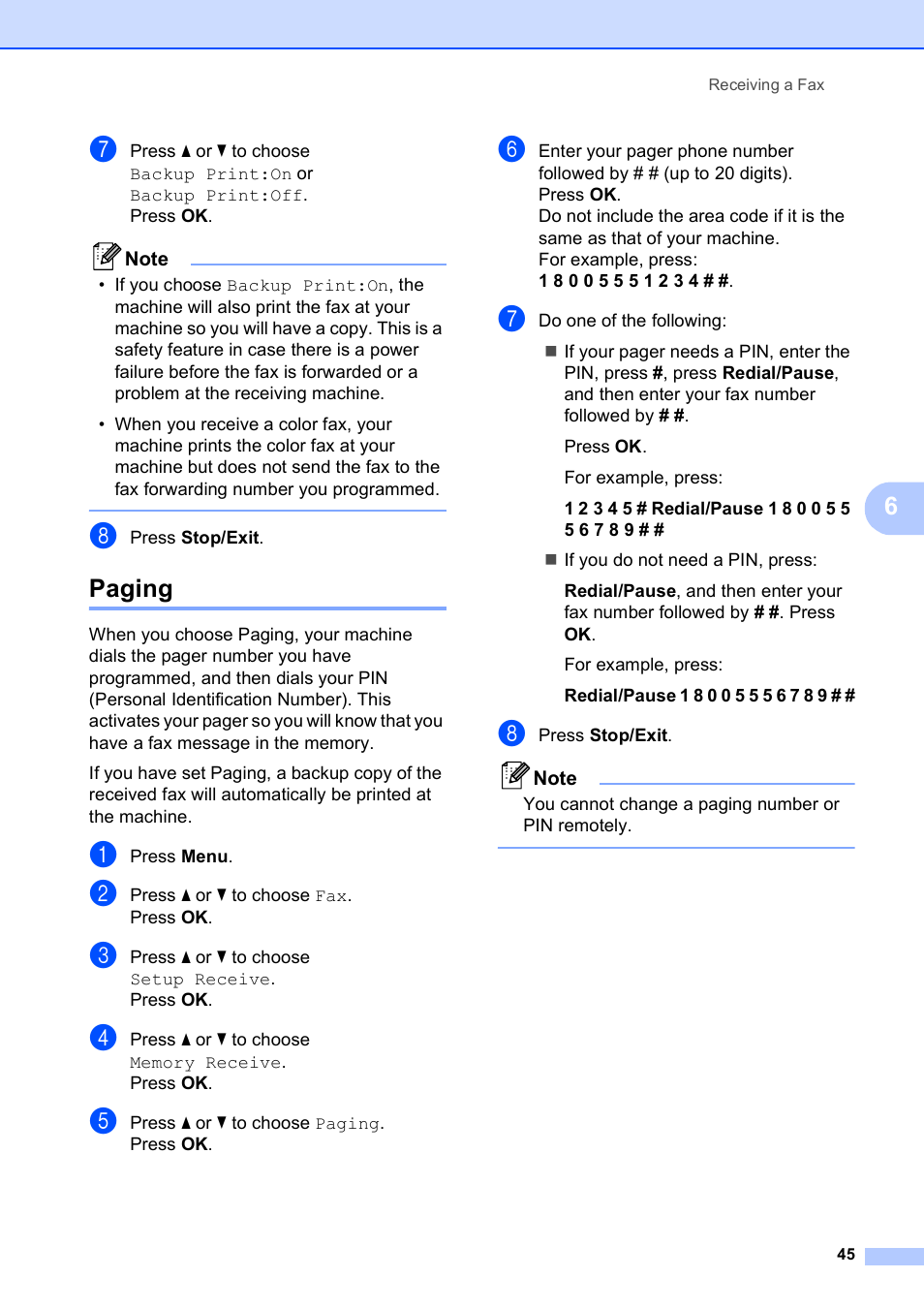 Paging | Brother MFC-490CW User Manual | Page 61 / 216