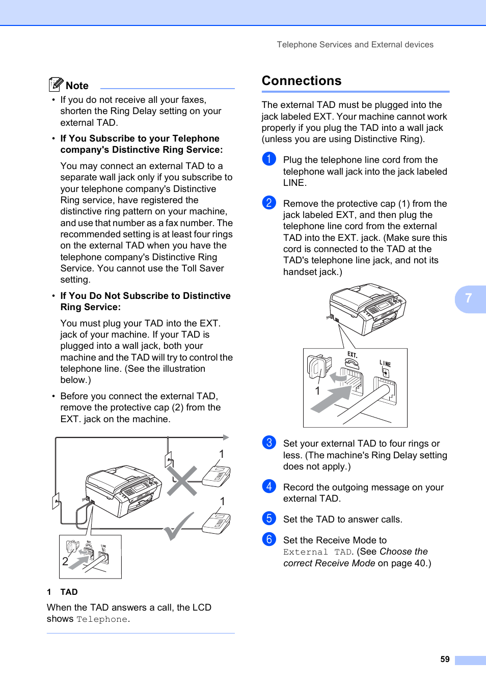 Connections | Brother MFC-490CW User Manual | Page 75 / 216