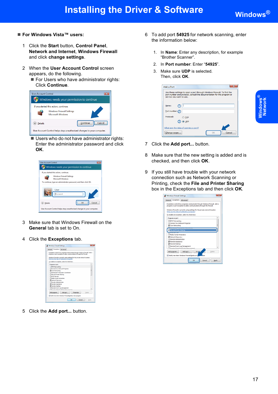 Installing the driver & software, Windows | Brother DCP 9040CN User Manual | Page 19 / 30