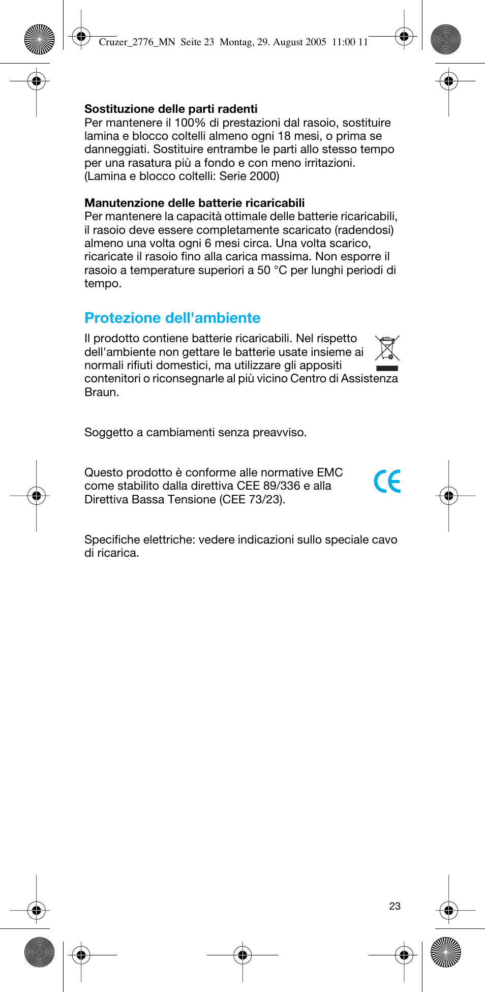 Protezione dell'ambiente | Braun 2776 CruZer2 User Manual | Page 22 / 59