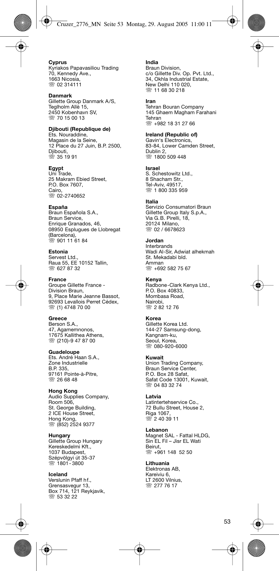 Braun 2776 CruZer2 User Manual | Page 52 / 59