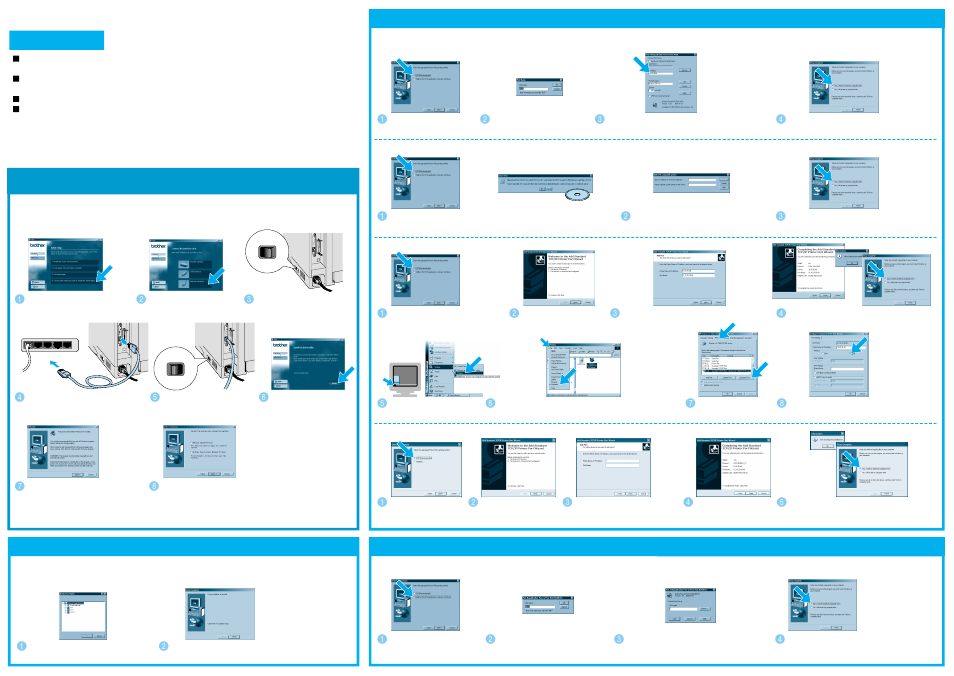 Driver installation guide windows, For network users, For all network users | Peer-to-peer, Netbios), Network shared, Printer | Brother HL-1870N User Manual | Page 2 / 2